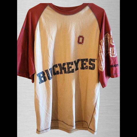 Vintage Ohio State Buckeyes NCAA VF Imagewear Shirt Mens SZ L Camo Raglan SS AOP - Picture 7 of 9